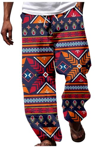 Pantalon Africain Homme Taille Élastique- Pantalon Jogging Imprimé Vintage Ethnique Style Casual Hawaii De Plage Loisirs Vacances Léger Tendance Respirant Ample Grande Taille Pants Pas Cher