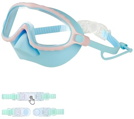Diving goggles, swimming goggles, diving goggles for boys and girls, diving mask with nose cover, adjustable silicone strap, snorkel mask, 180° panorama