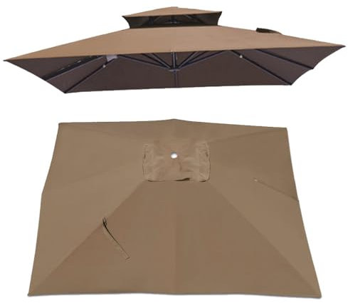 300 x 300 cm ersättande baldakin för offsetparaply, fyrkantigt parasollskydd, trädgård skugga markis, marknadsparasol, vattentätt kaki utomhusskydd