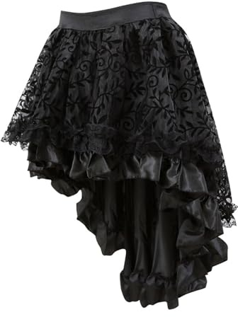 Generico Gonna in stile gotico, punk, steampunk, in pizzo, gonna corta da donna vittoriana gotica steampunk,vintage increspato