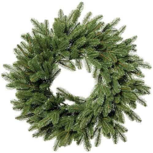 FAIRYTREES Corona natalizia verde 55 cm in PE stampato 100% | Corona natalizie da appendere alla porta, parete, finestra | Decorazione natalizia elegante, ghirlanda rotonda, stile naturale
