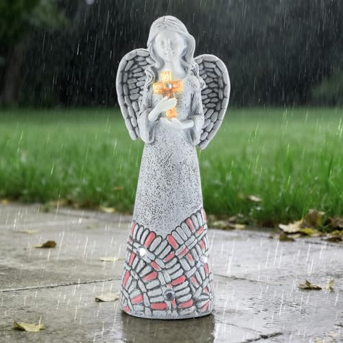 MUCOOS Angelo statue da giardino, decorazione per tomba, resistente alle intemperie: angelo per tomba, decorazione per esterni, cimitero, resistente alle intemperie, decorazione per tomba, decorazione