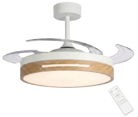 azorex Ventilador de Techo con Luz LED Regulable 60W, Motor DC Silencioso, 3 Temperaturas de Color, 6 Velocidades, Mando a Distancia, Función Verano/Invierno, Modo Noche, 106 cm (Madera Natural)