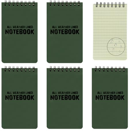 RETON Confezione da 5 fogli impermeabile per appunti / blocco note per attività all'aria aperta e tascabile, formato tascabile (verde)