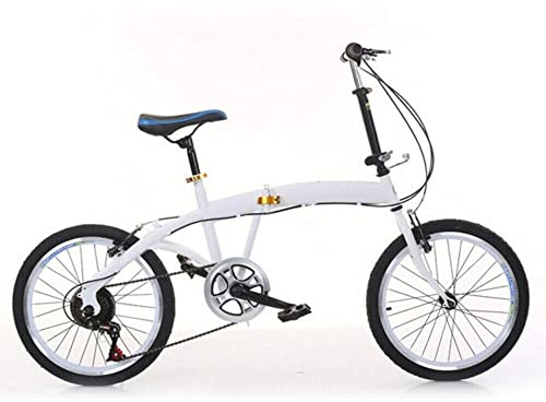 Vélo pliant 20 pouces 7 vitesses - Frein en acier au carbone Double V - Vélo pliable 44T - Blanc