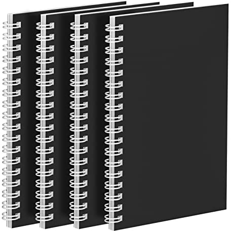 4 Pack Spiral Notebook A6 Wirebound Notebook Small Spiral Pocket Notepads College Ruled Mini Spiral Notepad A6 Spiral Lined Notebooks with 50 Sheets 100 Pages Black Cover for Office School Supplies