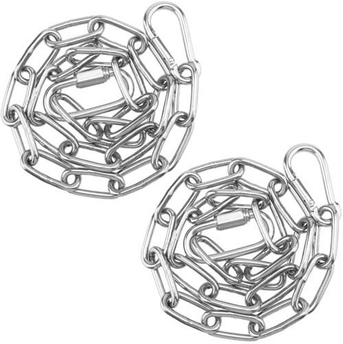 CHEUKYIU Lot de 2 chaînes à maillons en acier inoxydable Ø 4 mm, 60 cm, chaîne d'extension pour fauteuil suspendu, chaîne en acier rond avec 2 mousquetons M5 et 2 boucles à ressort pour balançoire,