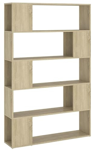 vidaXL Estantería Divisor de Espacios Armario Estante Separador Partición Pantalla de Privacidad Mueble Librería Contrachapada Sonoma 100x24x155 cm
