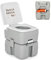 SPOTRAVEL 20L Portable Camping Toilet, Outdoor Flushing Toilet with 2 Detachable Tanks, Flush Pump & Level Indicator, Compact Emergency Commode Porta Potty for RV Travelling Hiking Road Trip