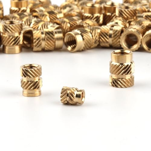 50 Stück Gewindeeinsatz, M3 M4 M5 Einschmelzgewinde Einpressmutter Messing Einbettung Muttern Gewindebuchsen Innengewinde Rändelmuttern für 3D Druck Kunststoffteilen Spritzguss