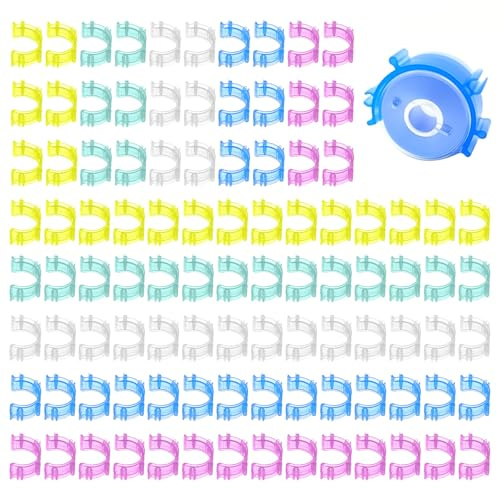 APLZGMG 100 pezzi clip porta bobina, supporto per bobine di plastica, clip per bobine colorate, bobine di filo per cucire, accessori per macchina da cucire per tenere bobine filo code
