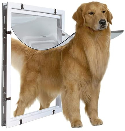 Hundlucka för husdjur – extra stort hål för Golden retriever, husky och stora hundar – bekväm in- och utåtgång – stor hunddörr – perfekt för inomhus/utomhusbruk – hållbar och lätt att installera