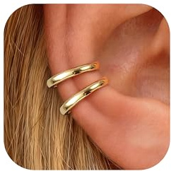 Ear Cuff Pendientes Oreja Sin Agujero - Ajustable Earcuffs Mujer Pendientes Clip Sin Agujero,HipoalergéNicos Ear Cuff Plata/Dorado Piercing Oreja Helix Falsos Earcuff Con Caja De Regalo Dorado Aro