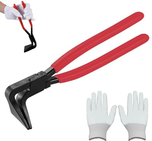 90°Pinza Piega Lamiera, 1 Pezzo Larghezza 6cm Pinza Piegatrice a Mano, Aggraffatrici a Mano Lamiera Piegatura Pinze Set, Rosso Metallo Bender Tool, con Manico e Guanti, per Tetti, Idraulici