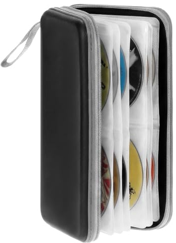 QWORK® Pochette CD 80 Disques – Boîtier de Rangement Rigide Antichoc pour Voiture, Maison & Voyage – Sac de Transport Organiseur Portable Anti-Rayures pour Films, Musique, Bleu