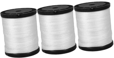 MUCKLILY Construction Nylon String Line for Masonry and Building, White Nylon Twine for Construction Sites, 3 Rolls (0.195kg Total) Sturdy Builders String Line for Outdoor Bricklaying