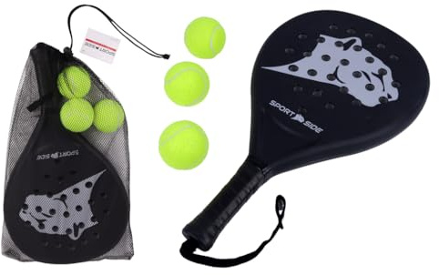 BLUE SKY - 1 Raqueta de Padel y 3 Bolas - Padel - Juego de Raqueta - 049980 - Negro - Plástico - 41 cm x 18 cm - Principiante - Juego al Aire Libre - A Partir de 14 años
