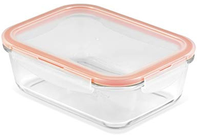 LocknLock Eco Ovenglass Glass Food Storage Containers with Lids 2Ltr - Airtight, Leakproof Rectangular Glass Food Container with Recycled Plastic Lid, Oven Safe, Dishwasher Safe, 25 x 19 x 9cm