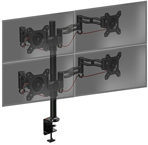 Duronic Quad Monitor Arm Stand DM354, Four Screen Monitor Stand Adjustable PC Desk Mount for 13-22” Screens Mounts with VESA 75 100 and 8kg Capacity for Home Office Work