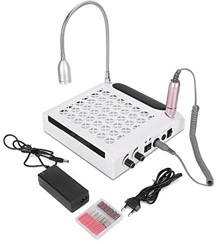 Fresa per Unghie,4-in-1 80W Professionali Manicure Elettrica Pedicure, Set per Manicure Trapano Elettrico, Collettore di polveri per unghie, Aspiratore Unghie con Pedale, aspiratore più fresa(01)