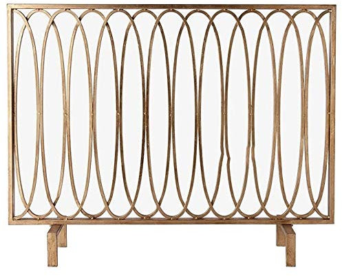 FUFU Grille pare-étincelles en acier avec motif ovale, pare-étincelles décoratif pour cheminée 95 cm x 20,1 cm x 74,9 cm (l x P x H) pour chambre de bébé ou animal domestique (couleur : doré)