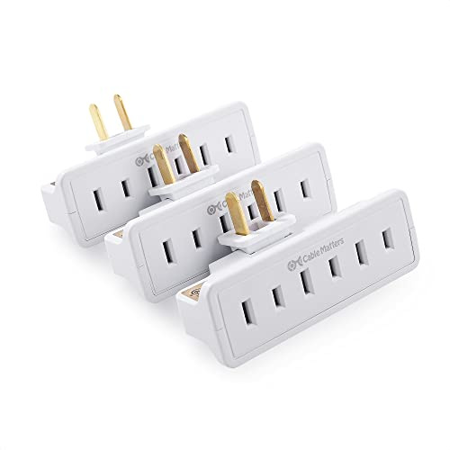 [UL Listed] Cable Matters 3-Pack 2-Prong 3-Outlet 180-Degree Swivel Wall Tap, 2-Prong Plug Extender, Multi-Plug Outlet Adapter, White