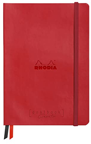 RHODIA 194450C - Rigid Notebook Bullet Journal Goalbook Creation Poppy - A5 - 14.8x21cm - Dotted - 160 pages Paper Maya Black 120g/m² - Imitation leather cover