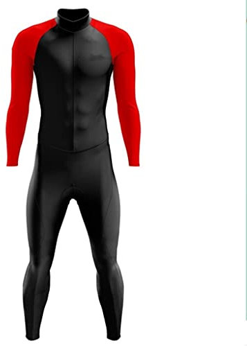 Atmungsaktiver Radklage Herren, Triathlon-Set, einteiliger Overall, lange Ärmel/Hosen, mit Taschen 9d Gel. Pad, Mtb Passen (Color : 01, Size : X-Large)