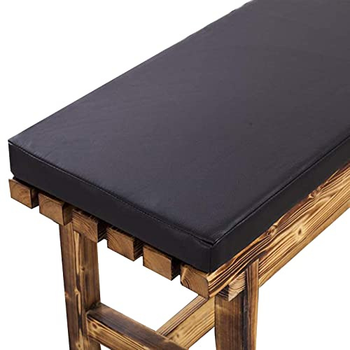 Cojín de banco suave de piel sintética para silla de 120 x 40 cm, antideslizante, impermeable, alfombrilla de asiento extraíble para muebles de interior y exterior, jardín, patio, color negro