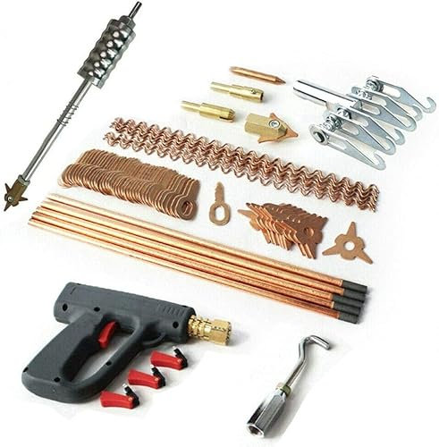 LENJKYYO 86Pcs Blechreparaturwerkzeuge Zubehör Box, Ausbeulwerkzeug Karosserie Reparatur Schweißgerät Dent Puller Kit, Punktschweißelektroden Spotter Schweißgerät Ausbeul Set