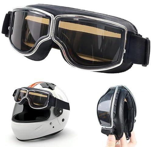 Tyafzzn Motorradbrille, Motorradbrille Winddicht, Schutzbrille Motocross, Motorradbrille Herren, Motorradbrille Retro, Crossbrille für ATV Bike, Fahrräder und Motorräder