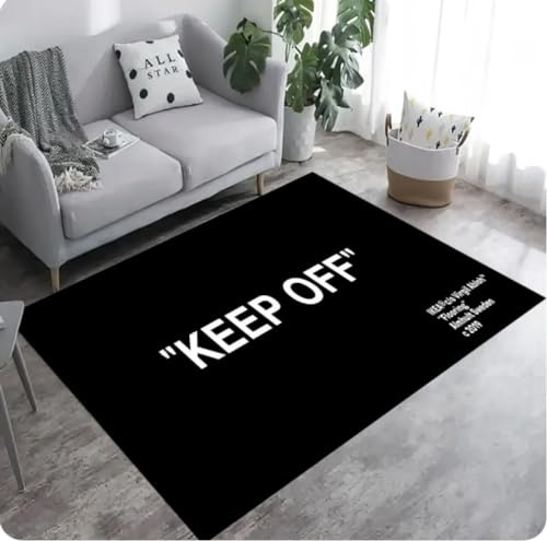 'Keep Off' matta svart 'Keep Off' vardagsrumsmatta ungdomsrum dekor mattor svart vit halkfri matta 140 x 200 cm