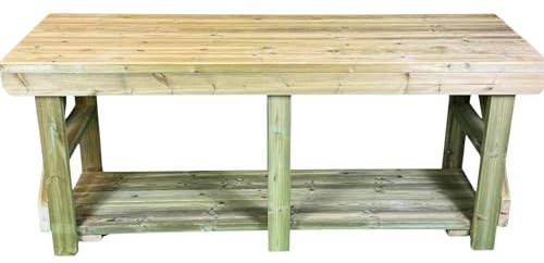 MG Timber Products: Indoor/Outdoor Wooden Workbench/Potting Table/BBQ Table/Pizza Oven Table/Garden Table (Single Shelf, 6FT - STANDARD)