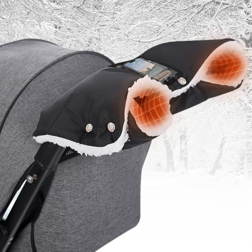 LYPPUL Kinderwagen Handwärmer, Handmuff für Kinderwagen, Kinderwagenmuff Wasserfest Winddicht Handwärmer Handschuhe Handmuff Weich mit Warm Flanell Universalgröße für Kinderwagen Buggy Zubehör
