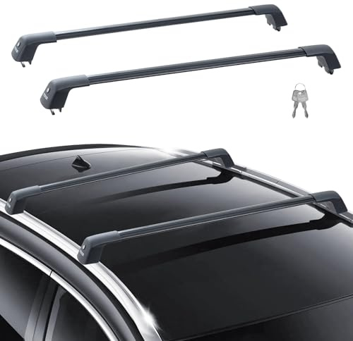 VEVOR Universal Roof Rack Cross Bars, Aluminum Roof Rack Crossbars, Fit Grooved Side Rail without Gap, 90KG Load Capacity, Adjustable Crossbars with Locks for SUV, Sedan, Van