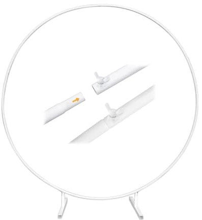 WeddingArch Backdrop Stand, Round Backdrop Stand Metal BalloonArch Stand, Circle WeddingArch ram med bas, trädgårdspergolor ballonggirland, (vit, 1,5 m - 4,9 fot)
