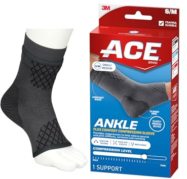ACE Brand Flex Comfort Compression Ankle Sleeve 208704, S/M