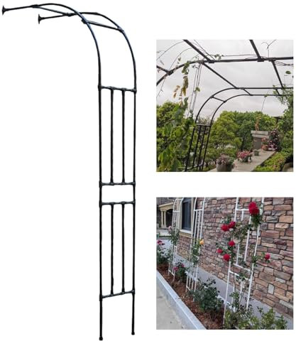 Arche de jardin Demi-Côté,Demi-Arc Pergola Treillis en Métal pour plantes grimpantes rosiers,60 à 300 cm large Arceau de support,Décoration de extérieure,Légère,Stable,Noire(Noir,L 60cm x H 240cm)