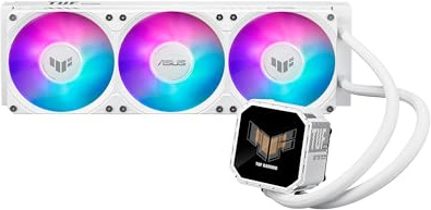 ASUS TUF Gaming LC III 360 ARGB LCD White, Dissipatore a Liquido All-in-One con Tripla Ventola TUF Gaming MF-12 Preinstallata, Tubi da 400 mm Rinforzati, LCD da 2,8, Software ASUS InfoHub, Bianco