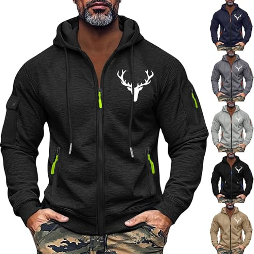 Sudadera Hombre con Capucha Polar Chaqueta Hombre Invierno Deportiva Termicas Básica Jersey Sudadera Ropa De Trabajo Casual Entretiempo Hoodie Sweatshirt(Negro,XXL)