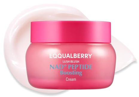 EQQUALBERRY NAD+ Peptide Boosting Cream – NAD+ 5% & 13 Peptides Anti-Aging Korean Skincare Face & Body Cream | Firming & Lifting Pink Neck Cream for Sagging Skin (1.69 fl.oz / 50ml)
