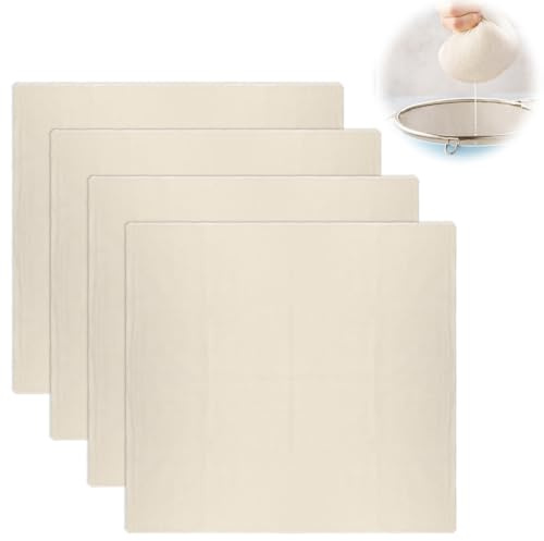 Aihoom 4 pcs Tela Filtrante 60x60cm Reutilizable para Hacer Queso, Colador de Algodón, Gasa para Leche, Yogur, Vino, Café Frío, Té, Malla Fina para Alimentos, Filtro de Cocina