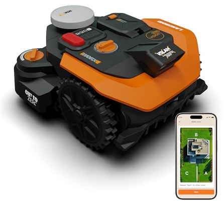 Worx Landroid Vision Cloud WR308E 2WD Robot Cortacésped, Sin Cable Perimetral, hasta 800 m², Evitación de Obstáculos con IA, Navegación VSLAM + RTK Cloud, Mapeo Automático, Control por App