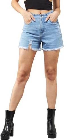 Dolce Crudo damshorts, stretch, hög midja, jeansshorts
