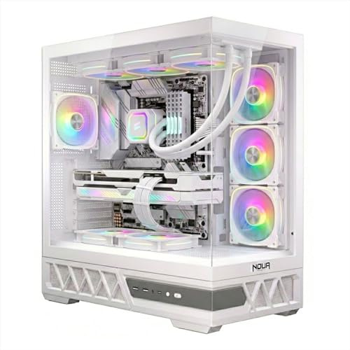 Noua Orizon MH100 | Case PC Gaming ATX Mid Tower | Ventola PWM Led ARGB | USB 3.0 e Type-C | Supporto Raffreddamento Liquido 360 mm | Vetro Temperato e Mesh | Bianco