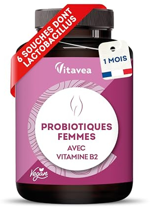 Probiotiques Flore Intime - Jusqu'à 40 Milliards UFC - 6 Souches Dont Lactobacillus Gasseri & Crispatus - Vitamine B2 pour Muqueuses Saines - 60 Gélules - Fabriqué en France