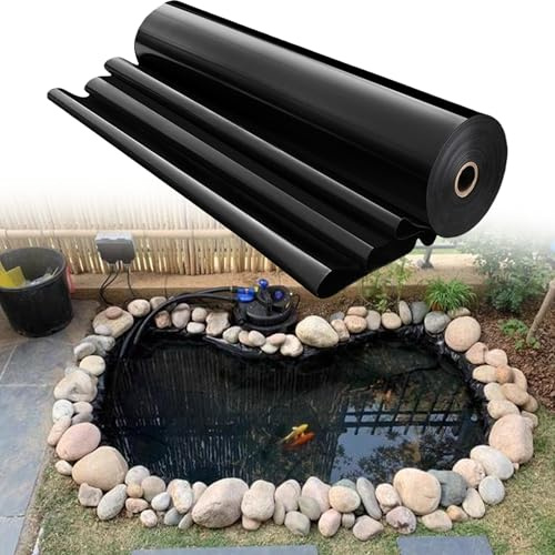ZJUNLI Fodera Laghetto 100 x 450 cm in HDPE Rivestimento per Laghetto Nero Pre Tagliato per Laghetti, Laghetti, Giardini Acquatici, Fontane, Nero