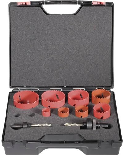 Exact 06100 Elektriker-Set HSS-Bimetall-Lochsägen in Kunststoffkoffern, 22-68 mm