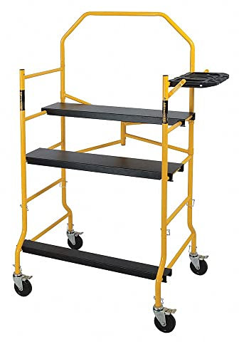 MetalTech Plate-forme d'échafaudage roulante, design réglable et pliable avec roues de verrouillage de 12,7 cm