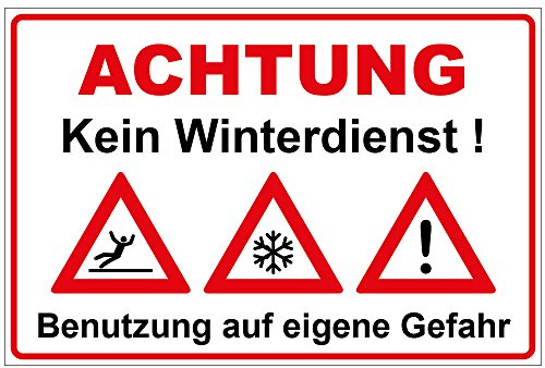 Schild Kein Winterdienst aus Alu/Dibond 300x200 mm - 3 mm stark mit Warnsymbolen